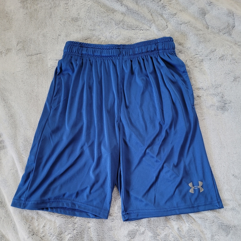 Under Armour Boys Large Athletic Gym Basketball Training Shorts Loose  Fit Blue